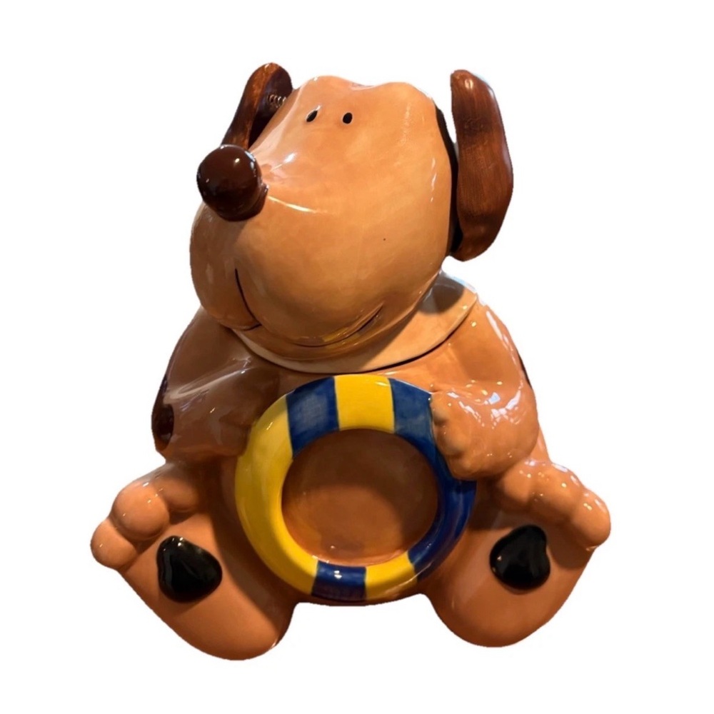 Floppy Ear Dog Cookie Yellow & Blue Ring Holds a Photo JC Penney Unique & Cute